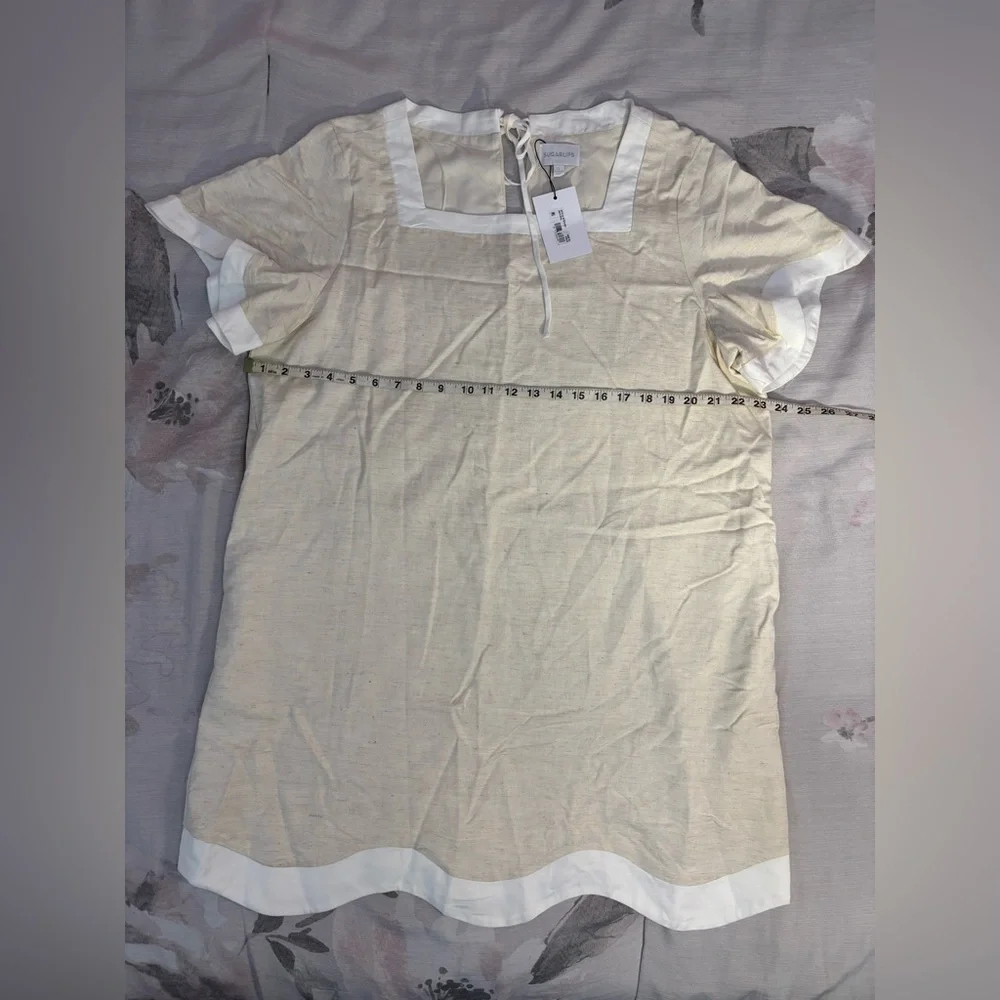 Sugarlips Gizelle Scallop Shift Mini Dress Sz XL In Natural NWT | Mini Dress - - Picture 7 of 11